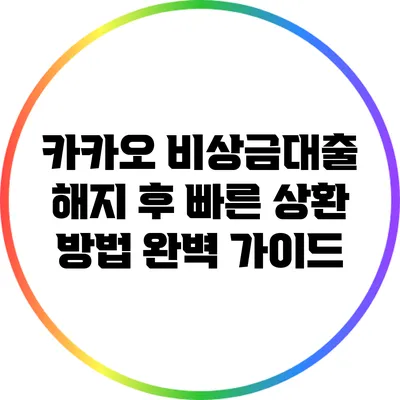 카카오 비상금대출 해지 후 빠른 상환 방법 완벽 가이드