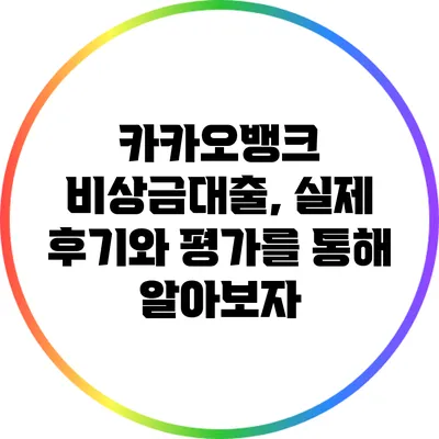 카카오뱅크 비상금대출, 실제 후기와 평가를 통해 알아보자