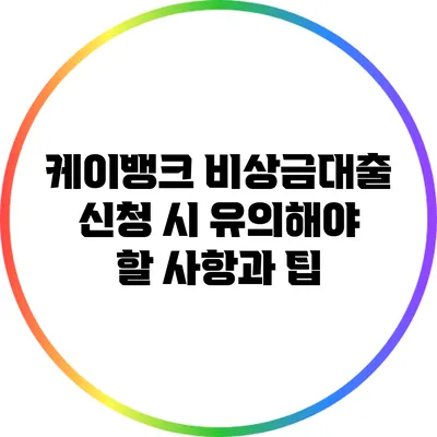 케이뱅크 비상금대출 신청 시 유의해야 할 사항과 팁