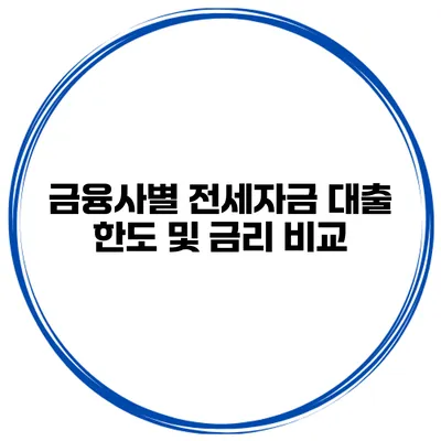금융사별 전세자금 대출 한도 및 금리 비교