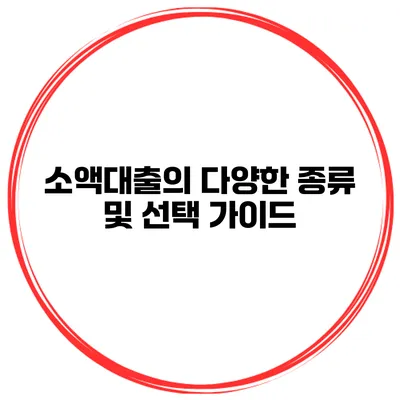 소액대출의 다양한 종류 및 선택 가이드
