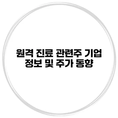 원격 진료 관련주 기업 정보 및 주가 동향