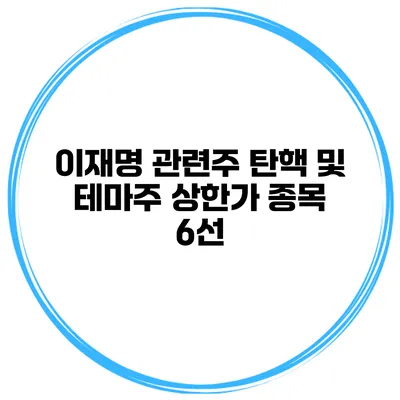 이재명 관련주 탄핵 및 테마주 상한가 종목 6선