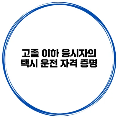 고졸 이하 응시자의 택시 운전 자격 증명