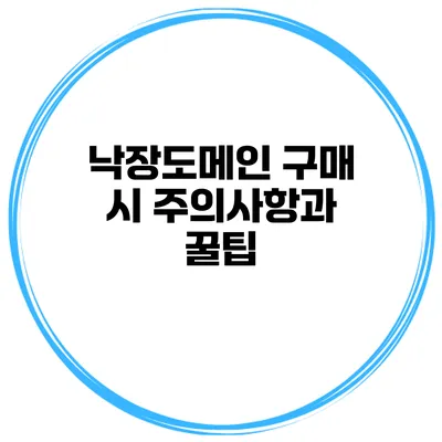 낙장도메인 구매 시 주의사항과 꿀팁